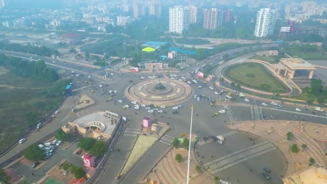Aerial View of Busy Samtamulak Chauraha Traffic Roundabout in Lucknow