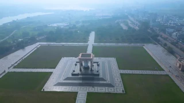 Aerial View of Ambedkar Memorial Park in Foggy Lucknow