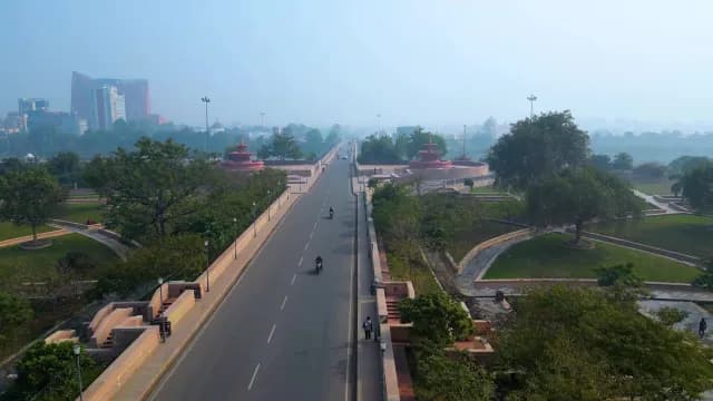 Wide Urban Road and Landscaped Parks in Lucknow India