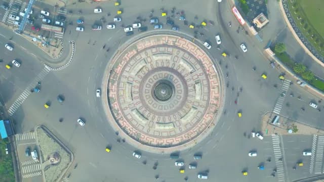 Aerial Top-Down View of Busy 1090 Chauraha in Lucknow