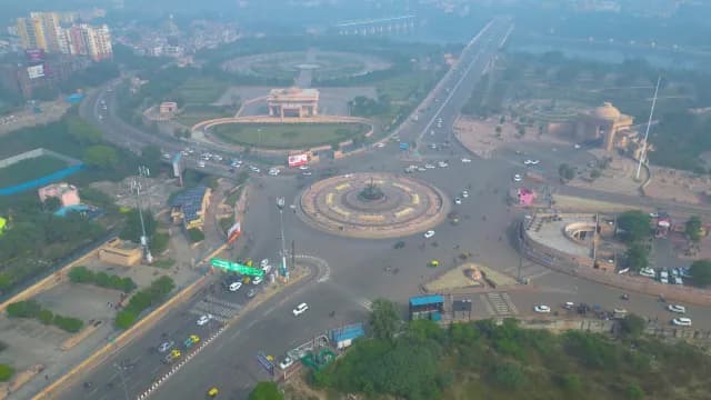 Aerial View of Ambedkar Memorial Park Roundabout in Lucknow