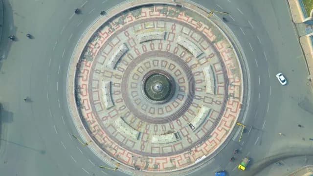 Aerial Top-Down View of Intricate Geometric City 1090 Roundabout in Lucknow