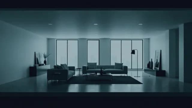 Modern Minimalist Penthouse Living Room With City View
