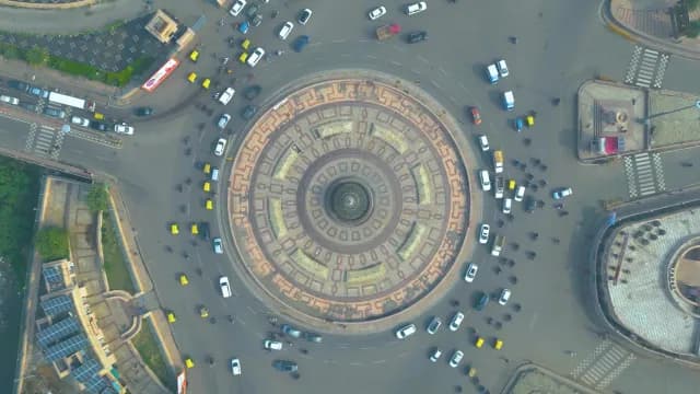 Top Down Aerial View of Busy City Traffic 1090 Chauraha in Lucknow