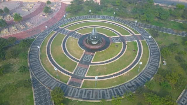 Aerial View of Circular Fountain at Ambedkar Memorial Park Lucknow