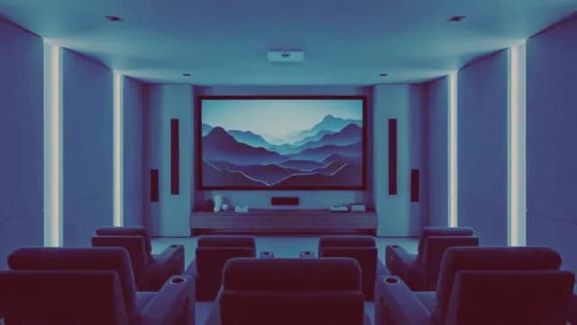 Modern Luxury Home Theater Interior with Large Cinema Screen