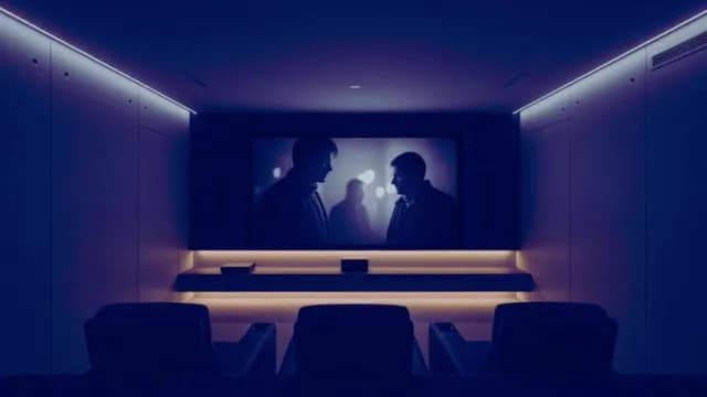 Modern Luxury Home Theater with Ambient Blue Lighting