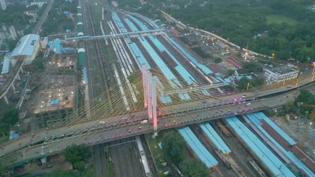 Aerial View of Ram Jhula Bridge over Nagpur Railway Station