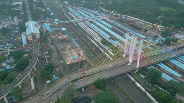 Aerial View of Cable Stayed Bridge and Nagpur Railway Station India