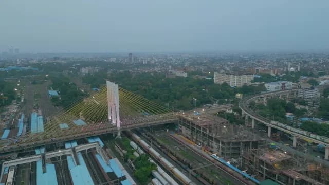 Aerial View of Ram Jhula Bridge and Nagpur Railway Junction