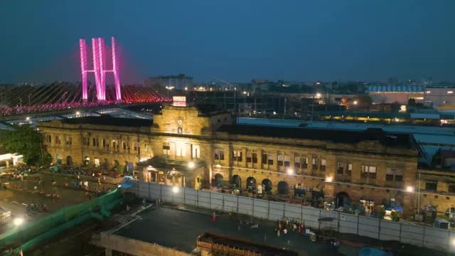 Aerial View of Nagpur Junction Railway Station and Ram Jhula Bridge