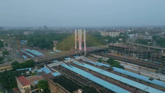 Aerial View of Ram Jhula Bridge and Nagpur Railway Station