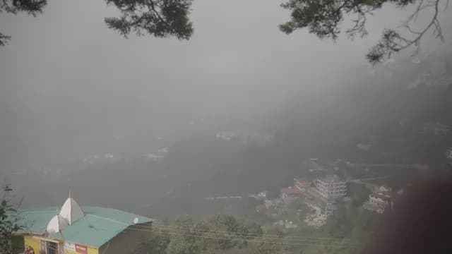 Foggy Mountain of Mussoorie Hill Station Landscape with Temple