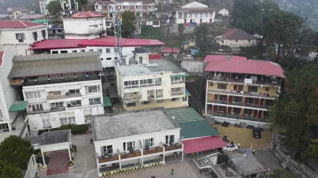 Aerial View of Densely Packed Buildings in Mussoorie Hill Station