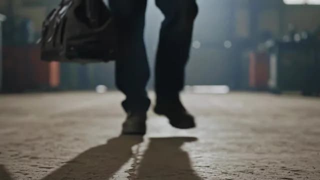 Man Putting a Trendy Bag on the Floor