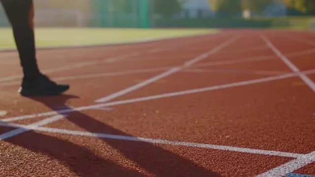 Athlete Standing on Red Running Track at Sunset