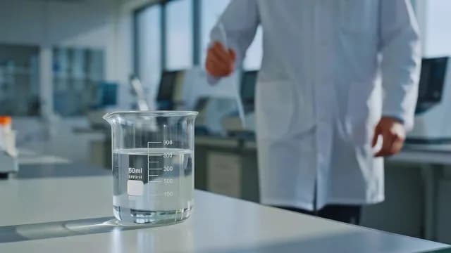 Scientist Working with Glass Beaker in Modern Laboratory