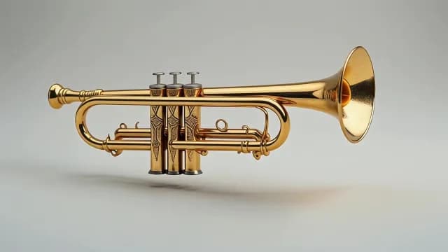 Polished Golden Trumpet with Intricate Valve Engravings