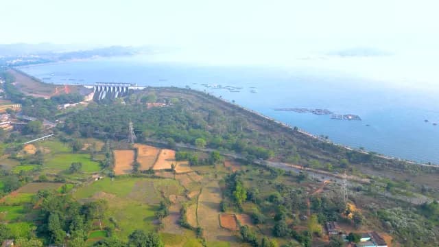 Aerial View of Patratu Hydroelectric Dam and Reservoir Landscape