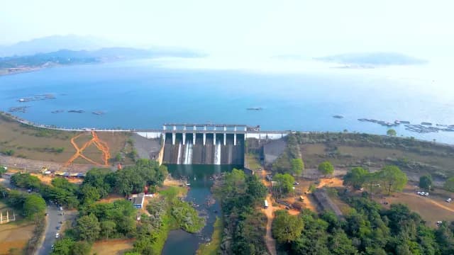 Aerial View of Patratu Hydroelectric Dam and Reservoir in Jharkhand