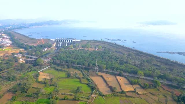 Aerial View of Patratu Hydroelectric Dam and Scenic Blue Reservoir