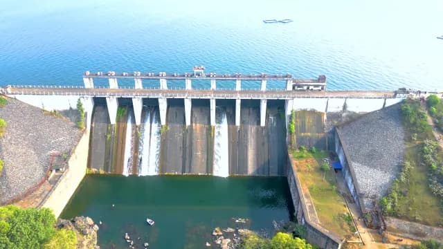 Aerial View of Hydroelectric Patratu Dam Releasing Water
