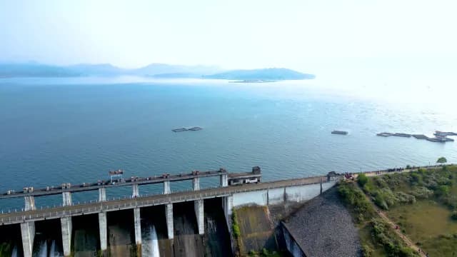 Aerial View of Large Hydroelectric Patratu Dam and Reservoir in Ramgarh district of Jharkhand