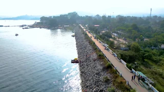 Aerial View of Patratu Lakeside Promenade in Ramgarh District of Jharkhand