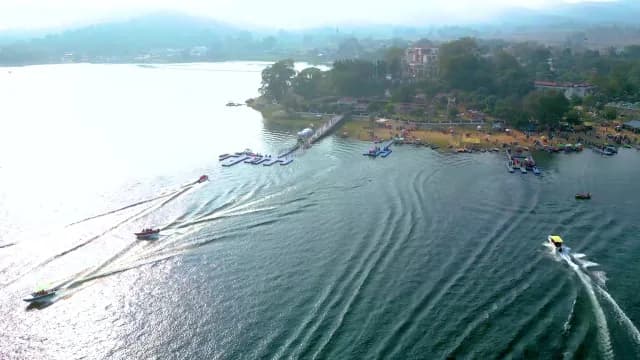 Aerial View of Speedboats Racing in Patratu Lake, Jharkhand