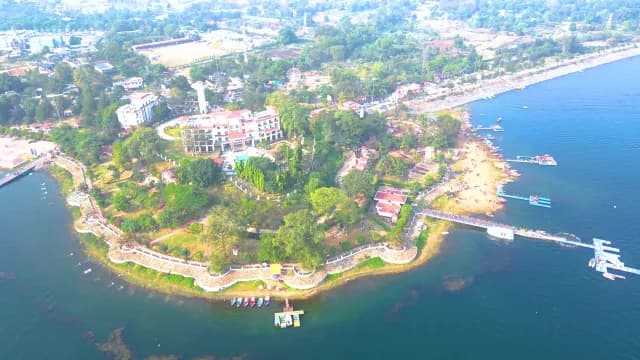 Aerial View of Patratu Lake Resort and Scenic Waterfront