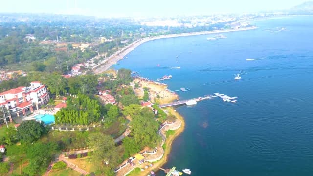 Aerial View of Scenic Patratu Lake and Recreational Waterfront Park
