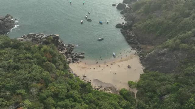 Aerial Drone View of Butterfly Beach in Goa India