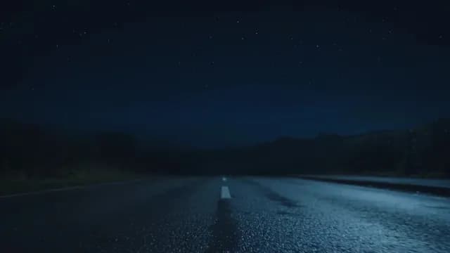Empty Asphalt Road Under Starry Night Sky