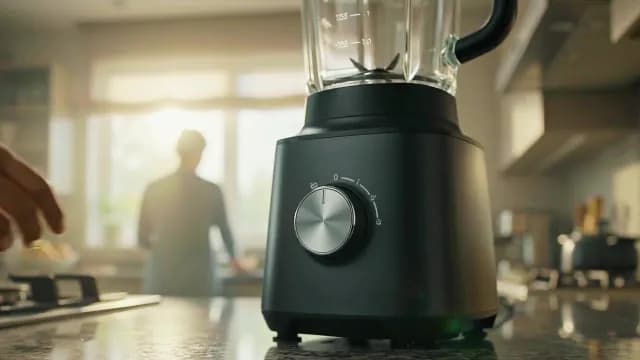 Modern Black Countertop Blender in Sunlit Kitchen