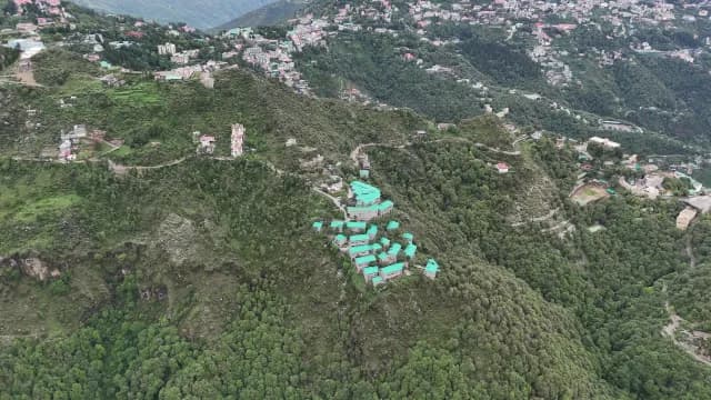 Aerial View of Mussoorie Hill Station Amidst Lush Green Mountains