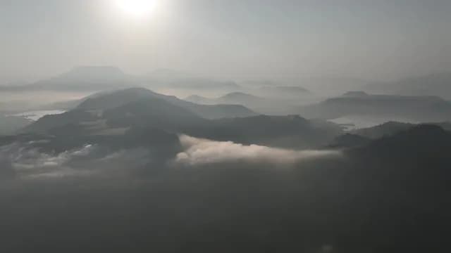 Breathtaking Misty Mountain Sunrise Aerial View Saputara Hill Station