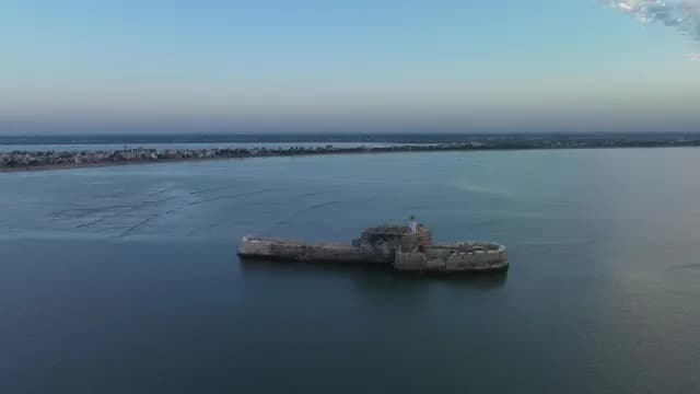 Aerial View of Fortim do Mar Fortress at Dusk in Diu