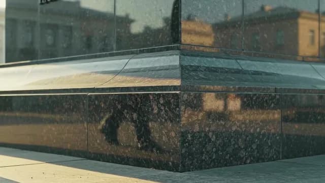 Urban City Reflections on Polished Granite Monument Base