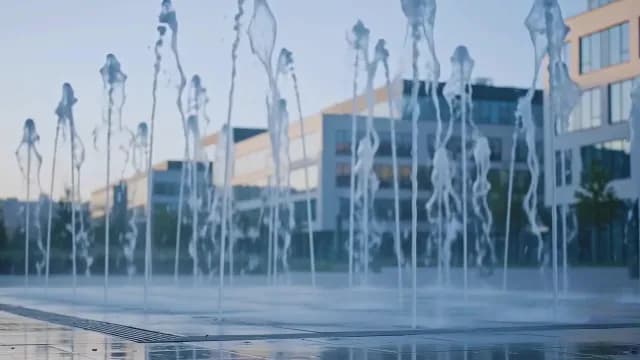 Modern Urban Ground Fountain Jets in Corporate Plaza