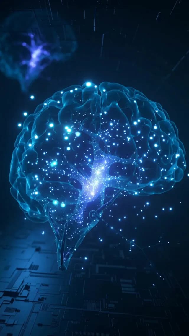 Glowing Blue Digital Brain Representing Artificial Intelligence and Neural Networks
