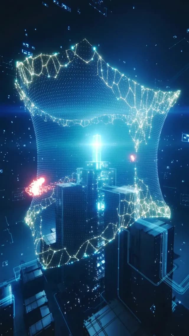 Futuristic Digital Smart City Cyber Network Data Visualization