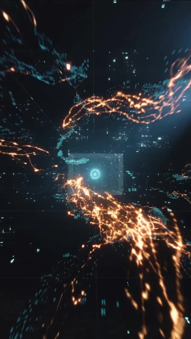 Futuristic Data Core with Glowing Energy Particles