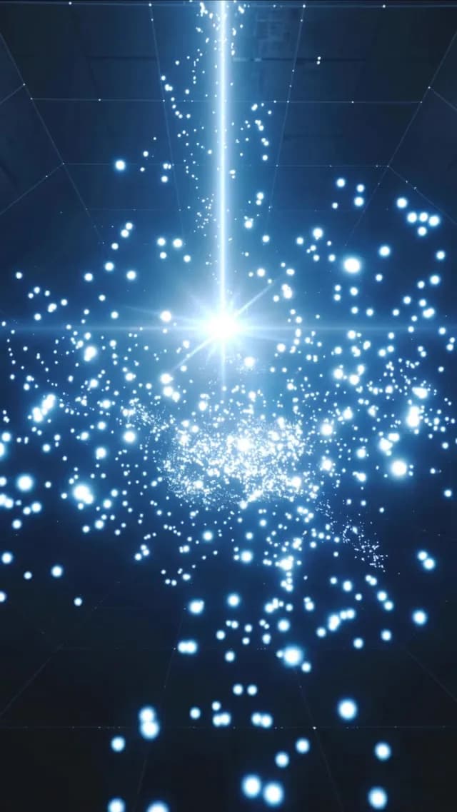Vertical Blue Particle Light Beam Abstract