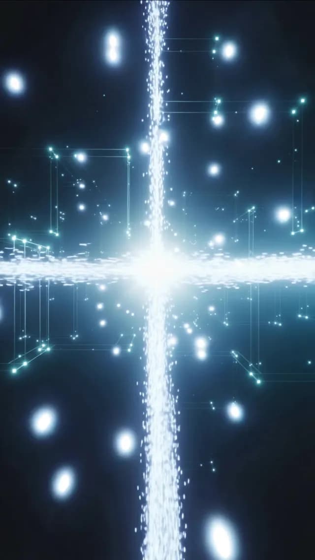 Vertical Abstract Digital Light Beam and Geometric Data Grid