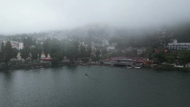 Misty View of Naini Lake and Nainital Hill Station in India