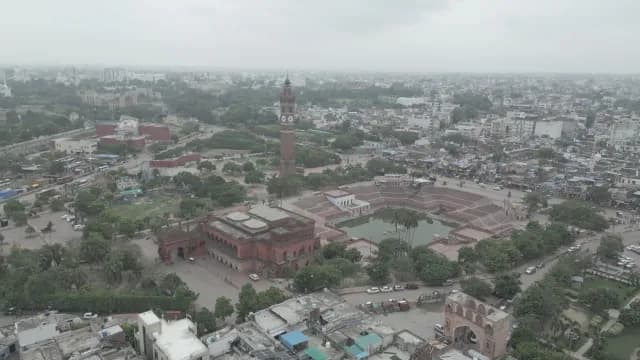 Aerial View of Husainabad Clock Tower and Historic Complex in Lucknow