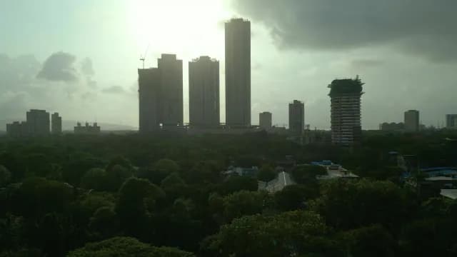 Mumbai Skyline with Modern Skyscrapers and Urban Forest Canopy