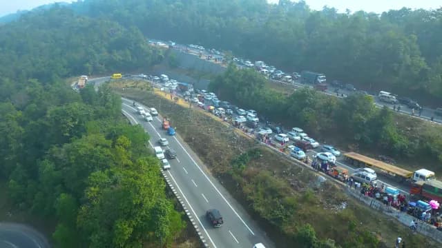 Aerial View of Traffic Congestion in Patratu Valley