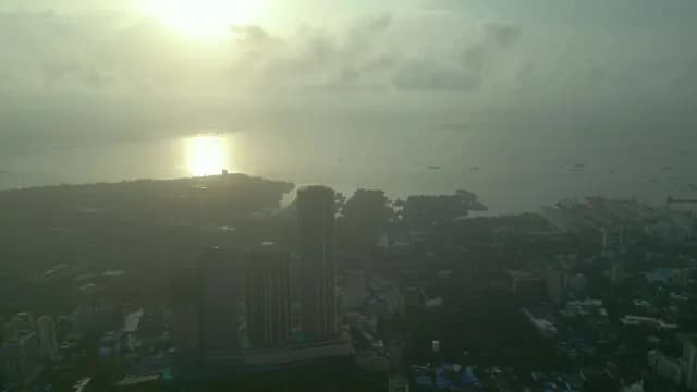 Aerial Mumbai Skyline and Arabian Sea Sunrise
