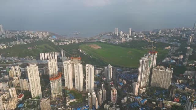 Mumbai Skyline Aerial Shot Showcasing Skyscrapers and Racecourse